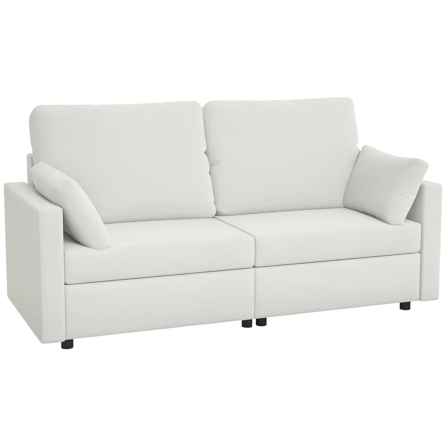 Modern 3 Seater Sofa, 77" Upholstered Couch, Cream White 3-Seater Sofas Cream at Gallery Canada