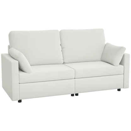 Modern 3 Seater Sofa, 77" Upholstered Couch, Cream White 3-Seater Sofas Cream at Gallery Canada