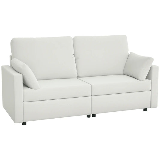 Modern 3 Seater Sofa, 77" Upholstered Couch, Cream White 3-Seater Sofas Cream at Gallery Canada