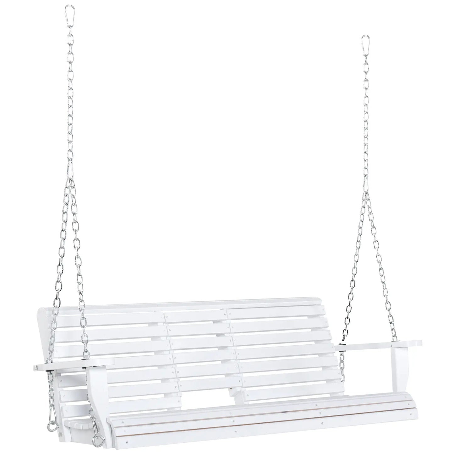 2-3 Seater Porch Swing, Wood Patio Chair with Table, Cup Holders, White Hanging Porch Swings White at Gallery Canada