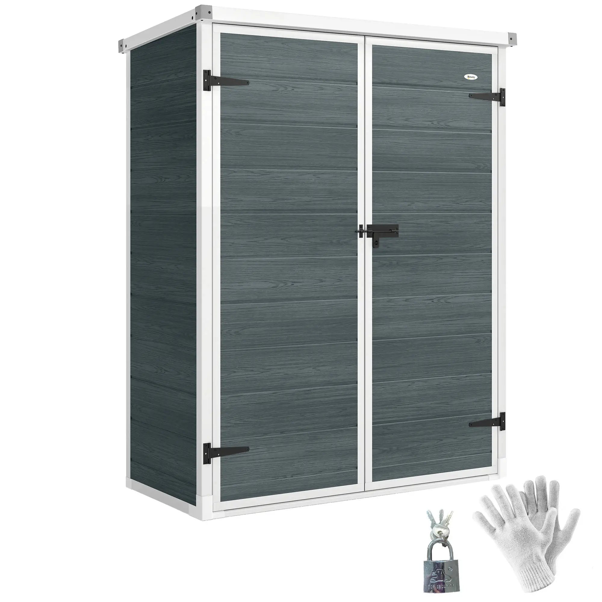 Plastic Storage Shed, 4.4' x 2.3', Lockable Doors, Foldable Shelves, Grey Sheds at Gallery Canada