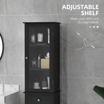 Tall Bathroom Cabinet, 2 Doors, Adjustable Shelves, Black Bathroom Cabinets at Gallery Canada