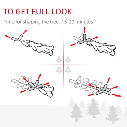 6FT Artificial Christmas Tree, 375 Tips, Metal Stand