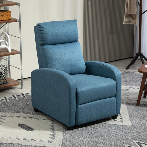 Manual Recliner Chair, Padded Seat, Living Room, Blue