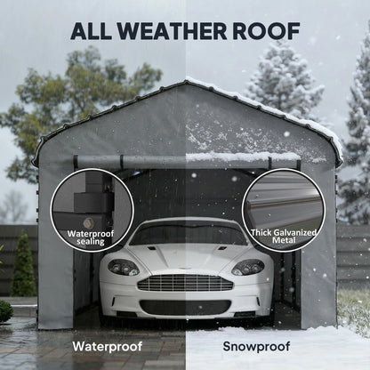 10' x 15' Metal Carport, Heavy Duty Garage Shelter, Light Grey Car Shelters at Gallery Canada