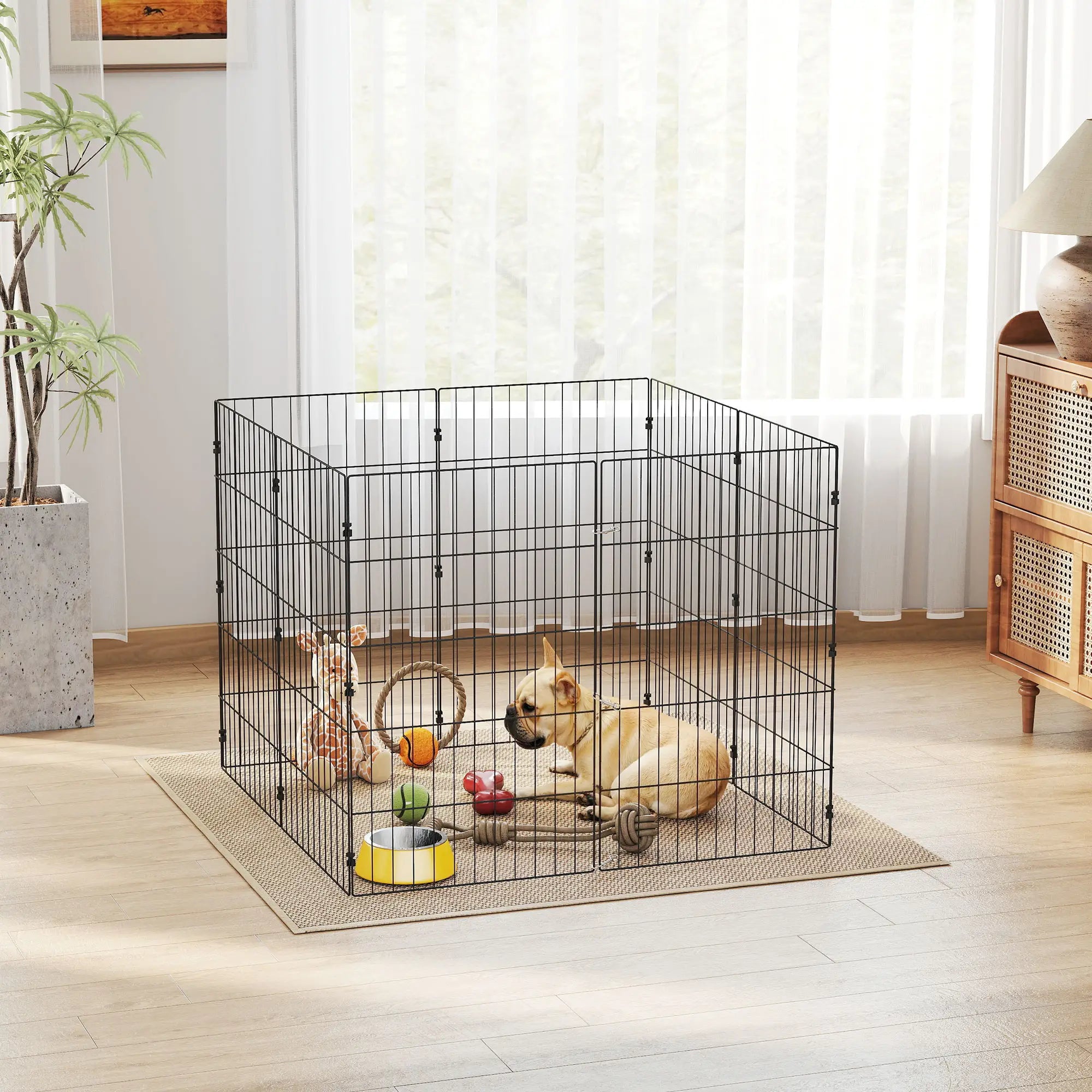 Foldable Metal Dog Playpen, Expandable Pet Fence, 20