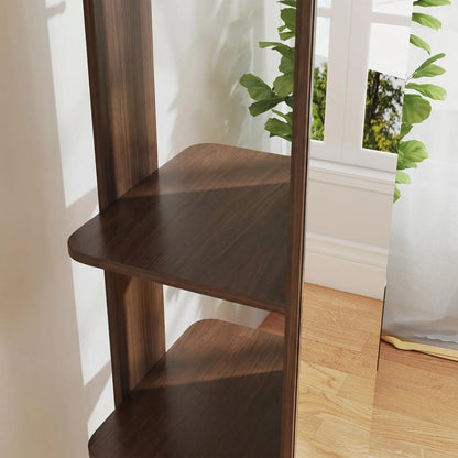 Full Length Floor Mirror With Storage Shelves, Wood Grain, Brown Full Length Mirrors at Gallery Canada