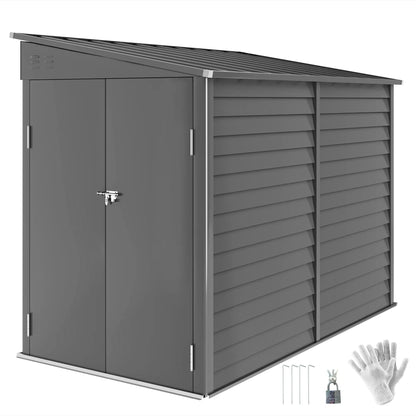 4.6' X 9' Steel Outdoor Storage Shed, Lean To Shed, Metal Tool House, Dark Grey