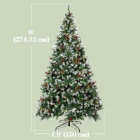 Sapin de Noël de 9 pieds floqué et pré-éclairé, épicéa, double couleur, télécommande, double couleur