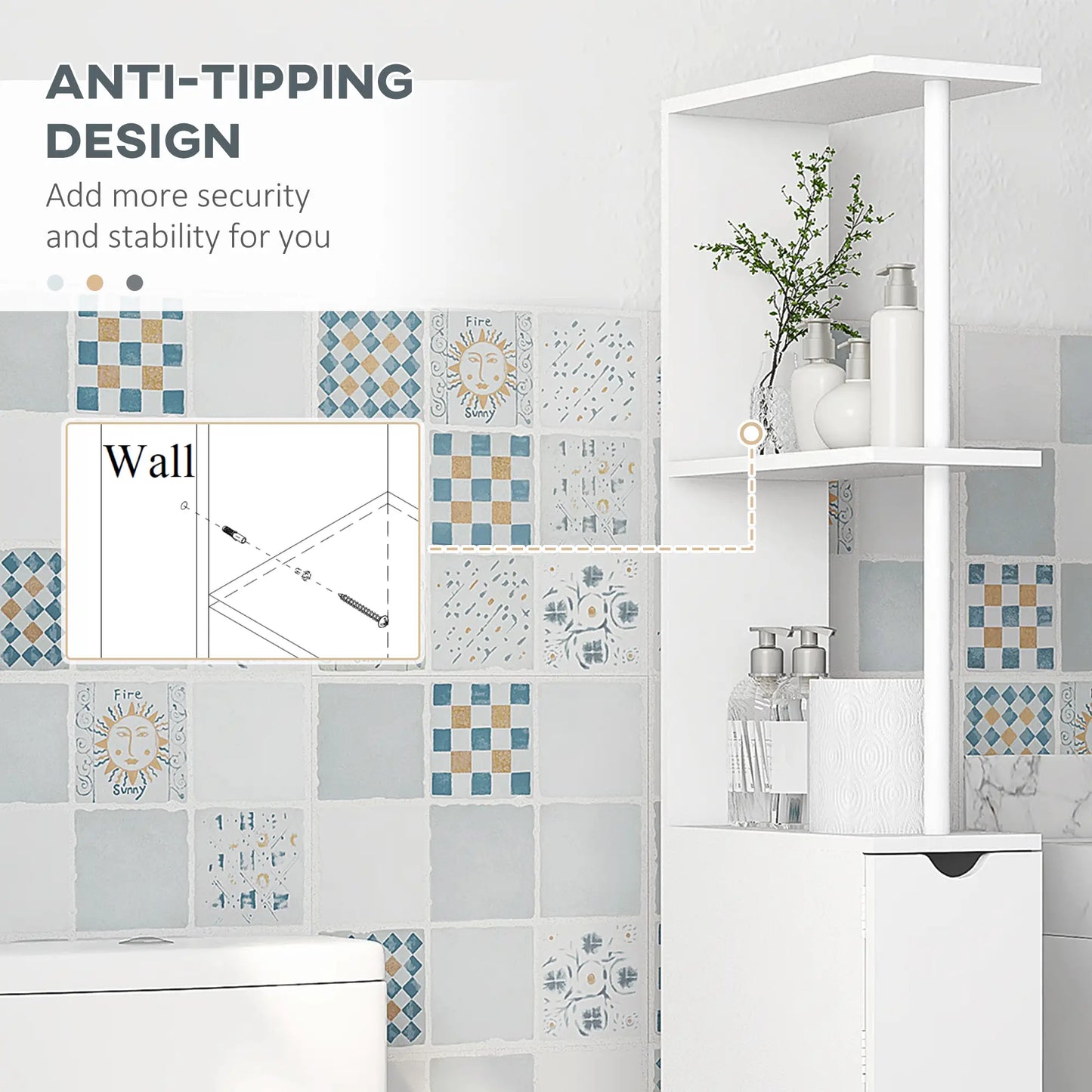 Tall Narrow Bathroom Storage Cabinet, Drawers and Open Shelves, White Bathroom Cabinets at Gallery Canada