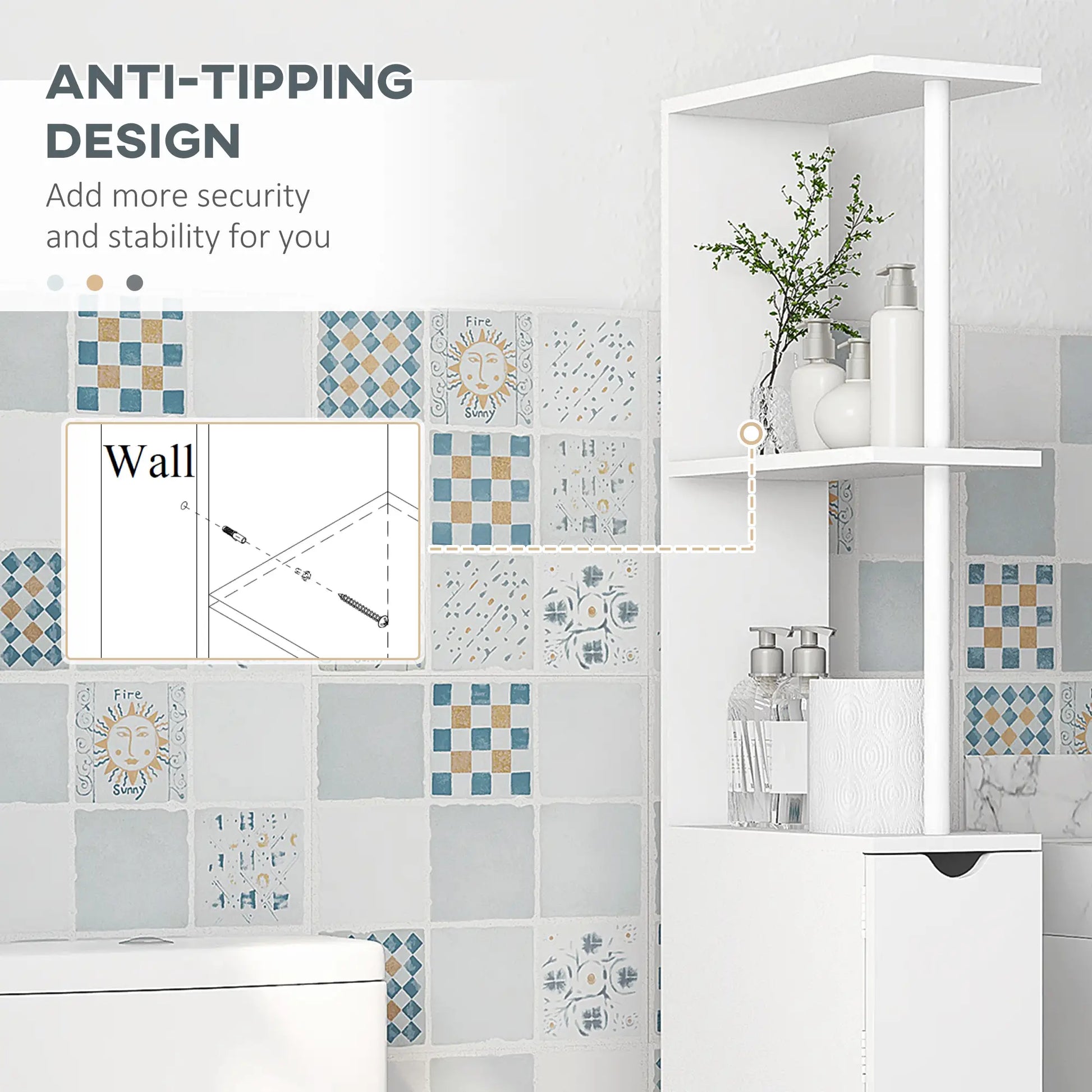 Tall Narrow Bathroom Storage Cabinet, Drawers and Open Shelves, White Bathroom Cabinets at Gallery Canada