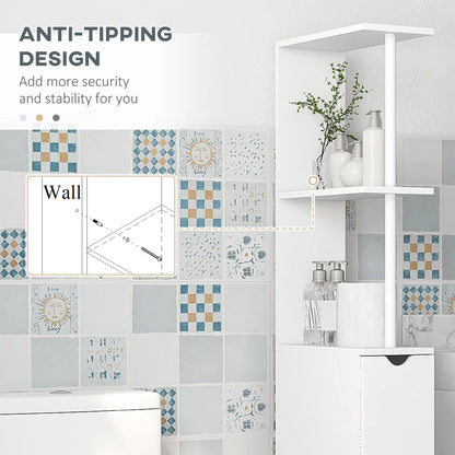 Tall Narrow Bathroom Storage Cabinet, Drawers and Open Shelves, White Bathroom Cabinets at Gallery Canada