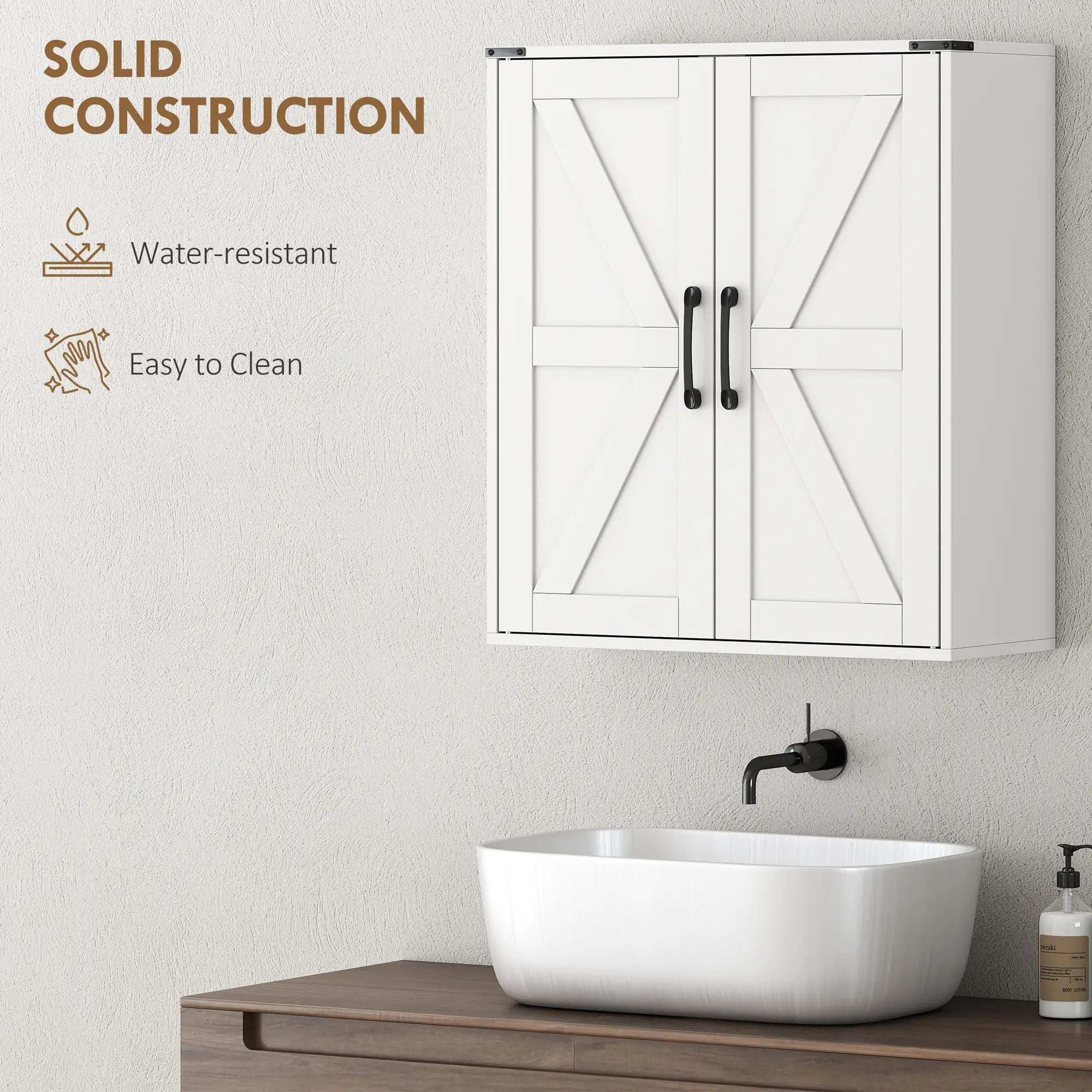 Wall Mounted Medicine Cabinet, Barn Doors, Adjustable Shelves, White Wall Mounted Cabinets at Gallery Canada