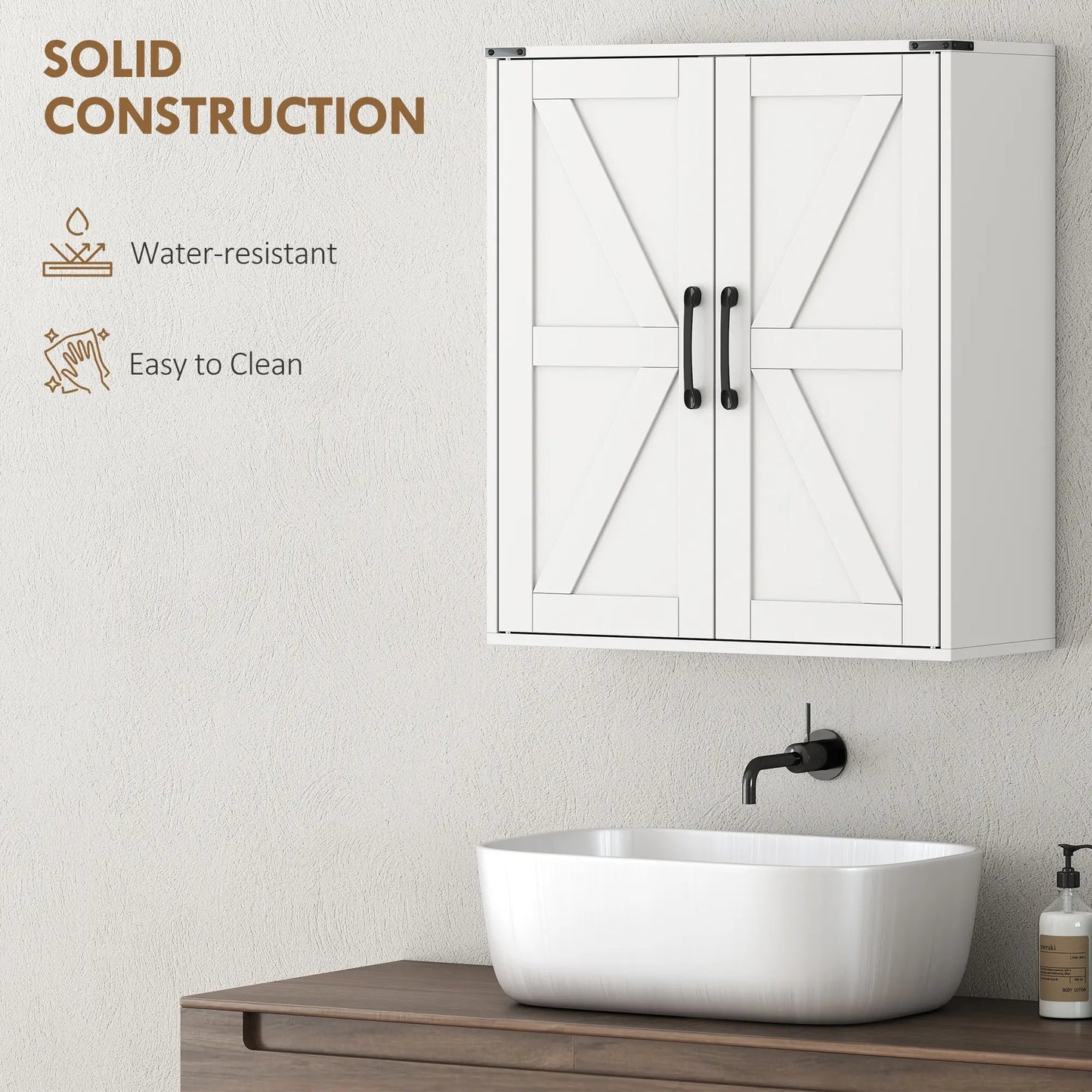 Wall Mounted Medicine Cabinet, Barn Doors, Adjustable Shelves, White Wall Mounted Cabinets at Gallery Canada