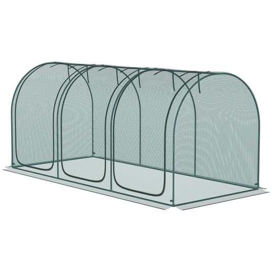 9' x 4' Crop Cage, Garden Plant Protector, with 3 Zippered Doors and 6 Ground Stakes, for Garden, Yard, Lawn, Green - Gallery Canada