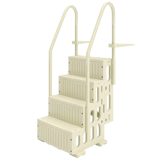 Adjustable Swimming Pool Ladder, 4-Step, Non-Slip Steps, Cream White Outdoor Swimming Pools & Hot Tubs Cream at Gallery Canada