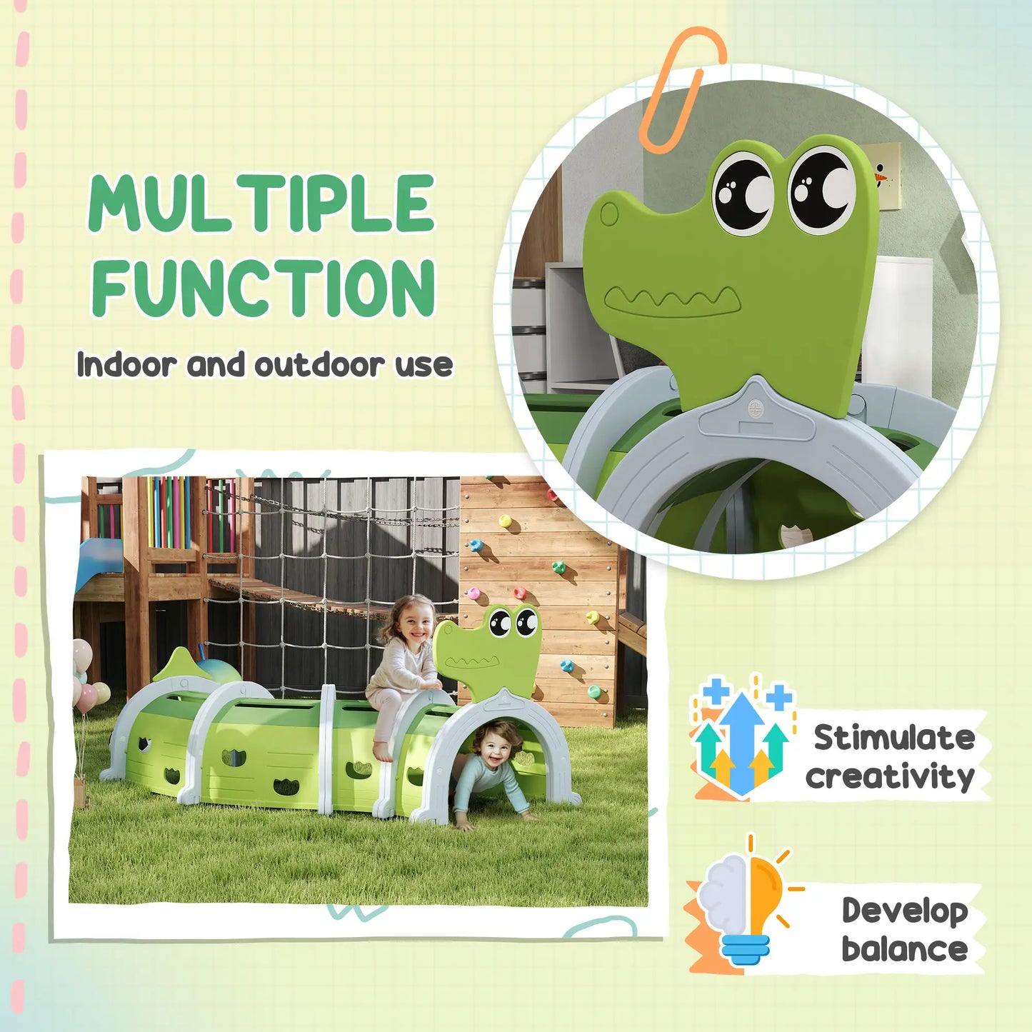 Crocodile Design Tunnel for Kids, 3-6 Years, Green Children's Play Tunnels at Gallery Canada