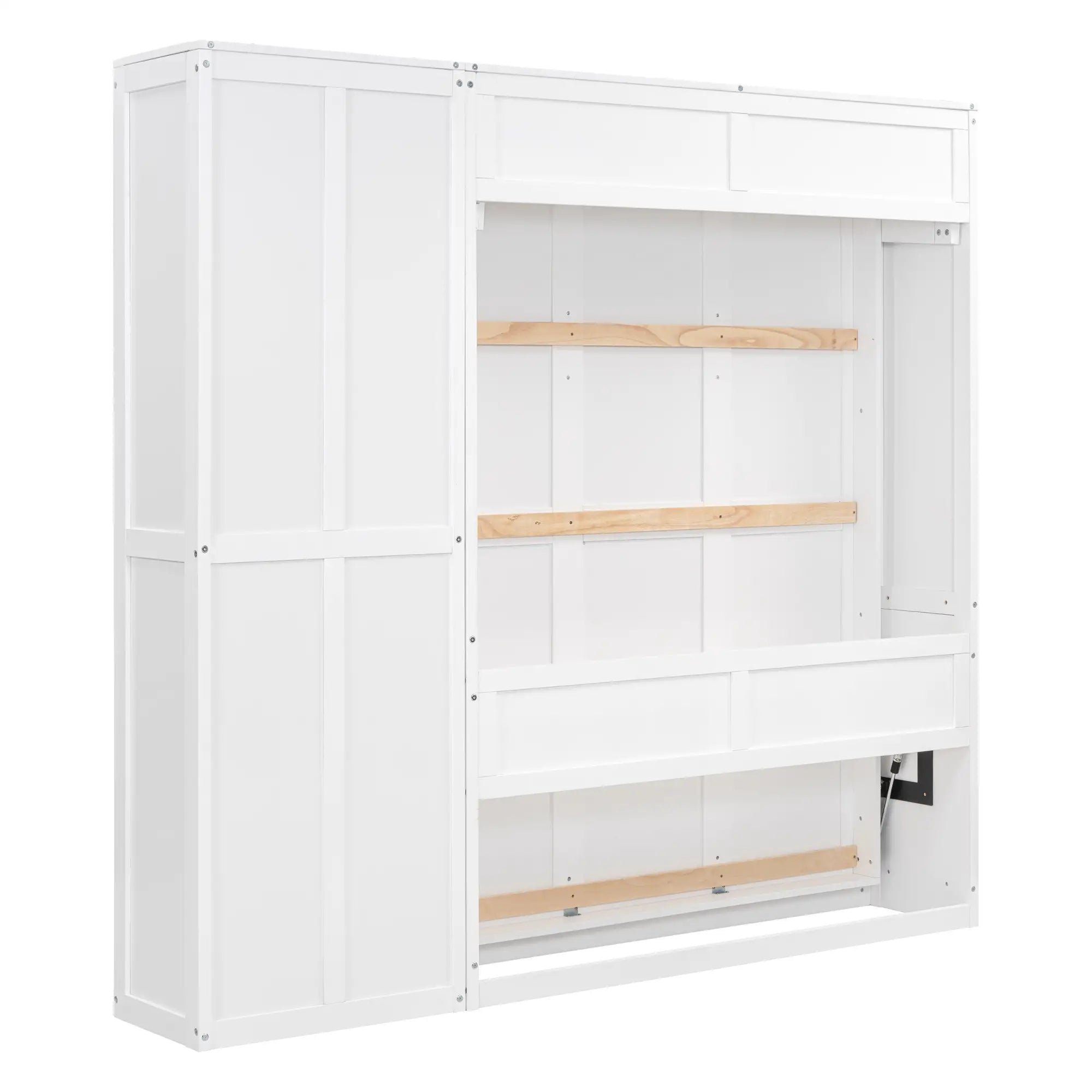 Murphy Bed with Storage Shelves, Space-Saving Wall Bed, 87.5