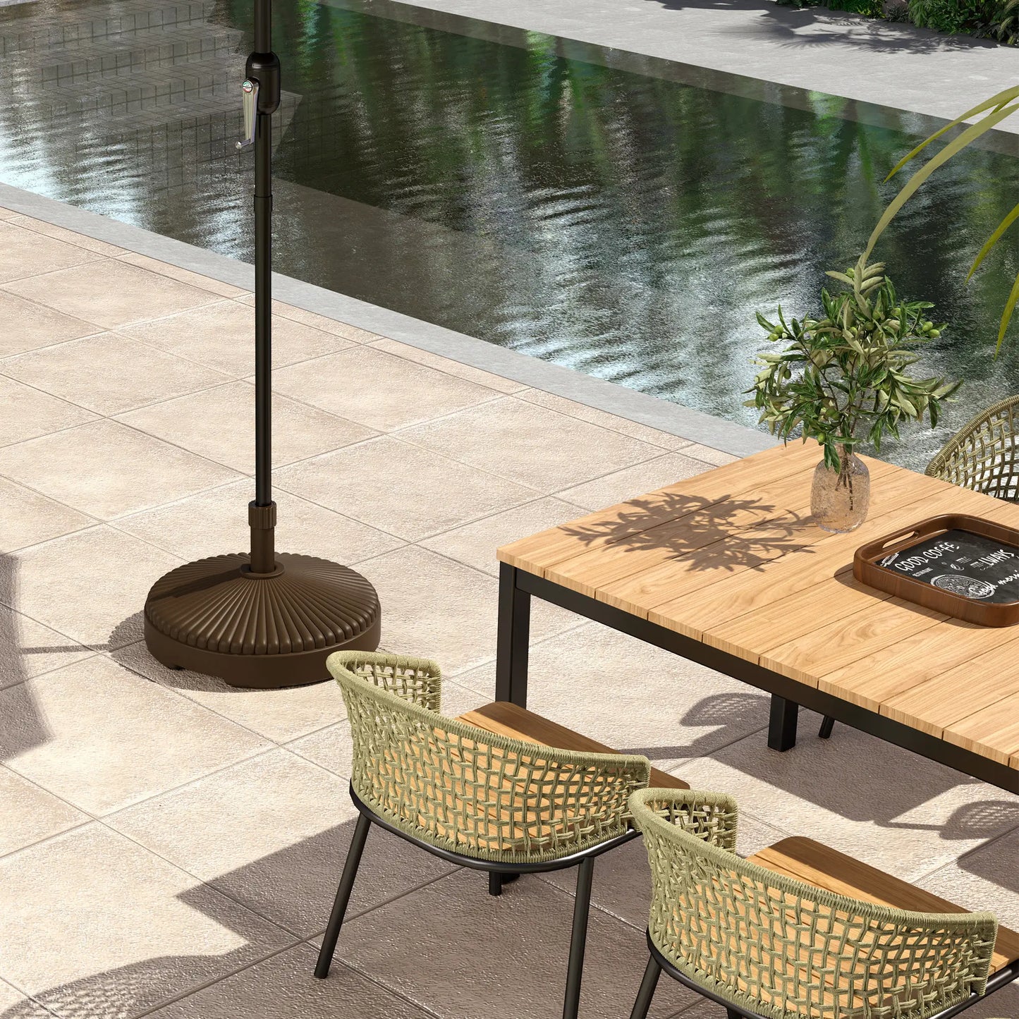 Round Patio Umbrella Base, Holds 62lbs, for Garden, Poolside, Brown Umbrella Bases at Gallery Canada