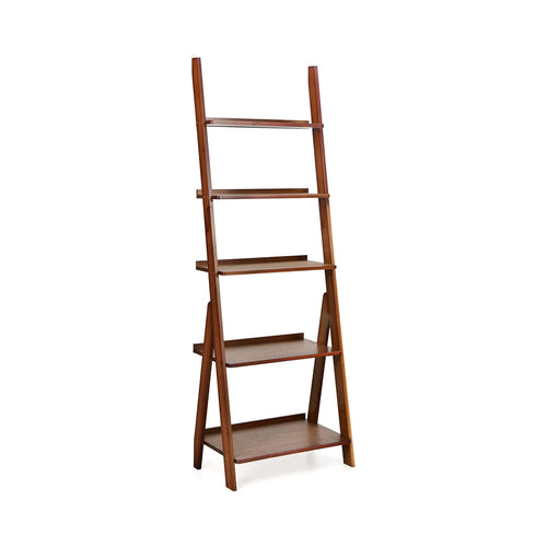 5-Tier Bamboo Ladder Shelf, Brown