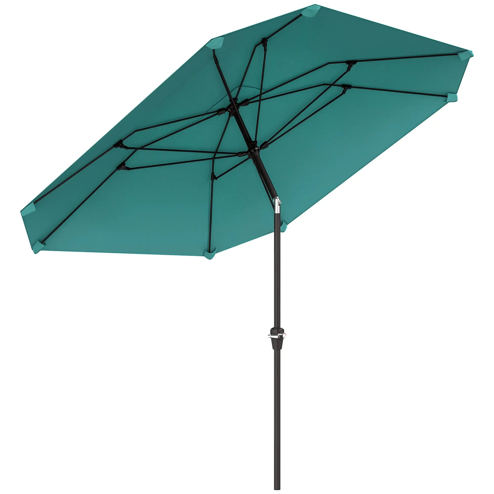 7.6FT Aluminum Patio Umbrella, 8 Ribs, Crank Tilt, Sky Blue Sun Umbrellas at Gallery Canada