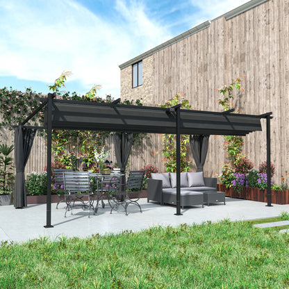 10' x 20' Metal Retractable Pergola Canopy, Outdoor Gazebo UPF30+ Sun Shade Pergolas at Gallery Canada