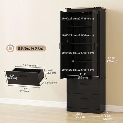 67" Tall Kitchen Pantry Cabinet With Doors, Drawers, Adjustable Shelves, Black Kitchen Pantry Cabinets at Gallery Canada