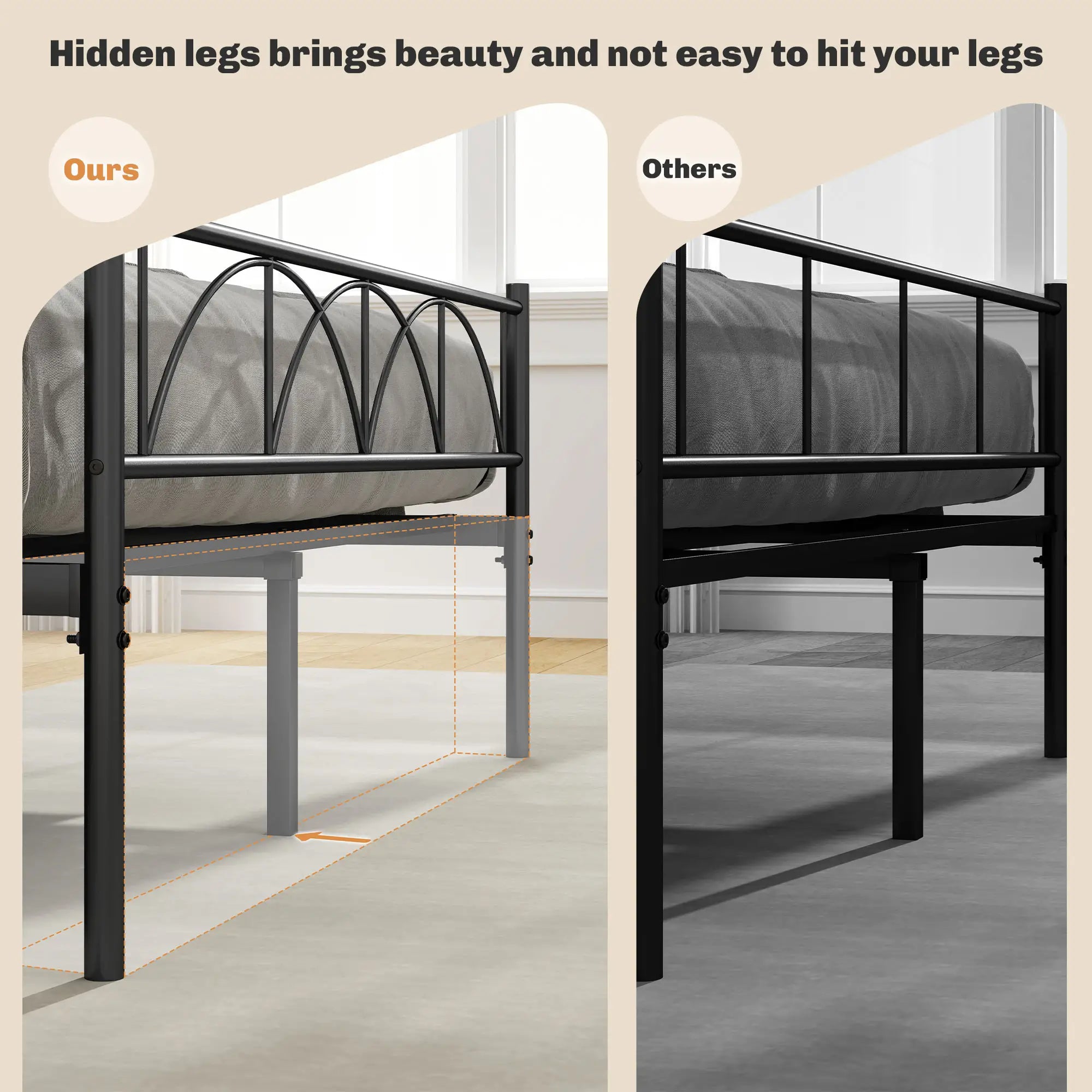 Metal Full Platform Bed Frame, Headboard, Steel Slat Support, Underbed Storage Bedroom Furniture at Gallery Canada