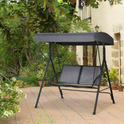 2-Seat Patio Swing Chair, Outdoor Porch Glider With Canopy, Dark Grey Porch Swings with Canopy at Gallery Canada