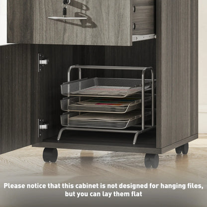 24" Filing Cabinet, Lockable Drawer, Wheels, Distressed Grey Office Cabinets & Cupboards at Gallery Canada
