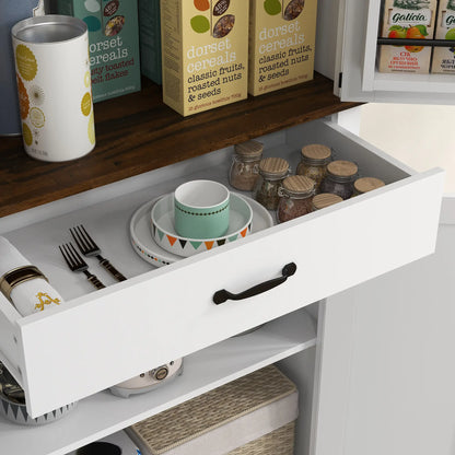 71" Tall Kitchen Cabinet, Farmhouse Pantry with Barn Doors, White Kitchen Pantry Cabinets at Gallery Canada