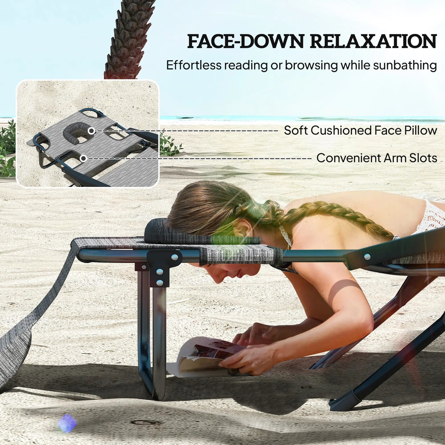 Folding Lounge Chair, Reclining Back, Mixed Grey, Grey Lounger Chairs at Gallery Canada