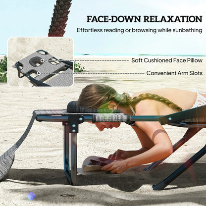 Folding Lounge Chair, Reclining Back, Mixed Grey, Grey Lounger Chairs at Gallery Canada