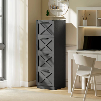 4-Drawer File Cabinet, Vertical Farmhouse, Fits A4, Black Office Cabinets & Cupboards at Gallery Canada