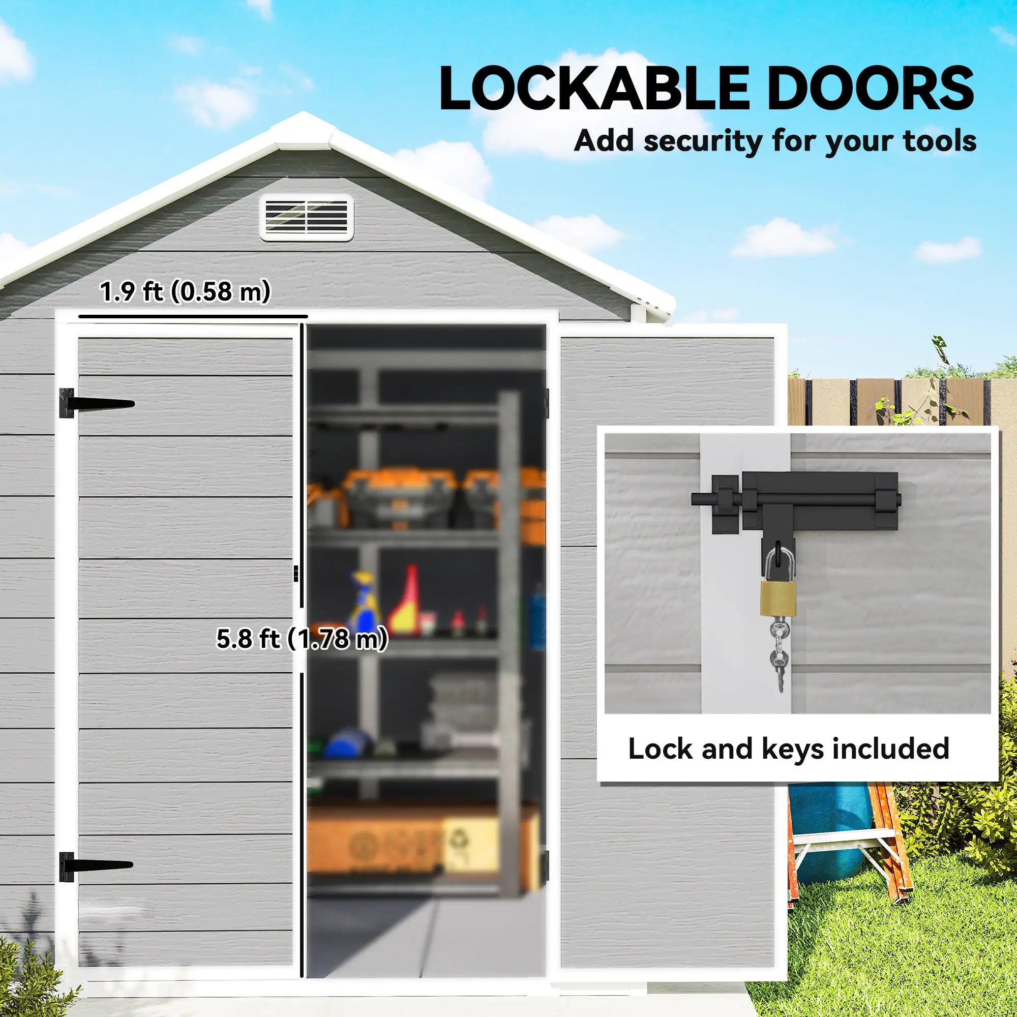6' x 5' Plastic Outdoor Storage Shed, Garden Shed, Wood Effect Grey, Grey Sheds at Gallery Canada