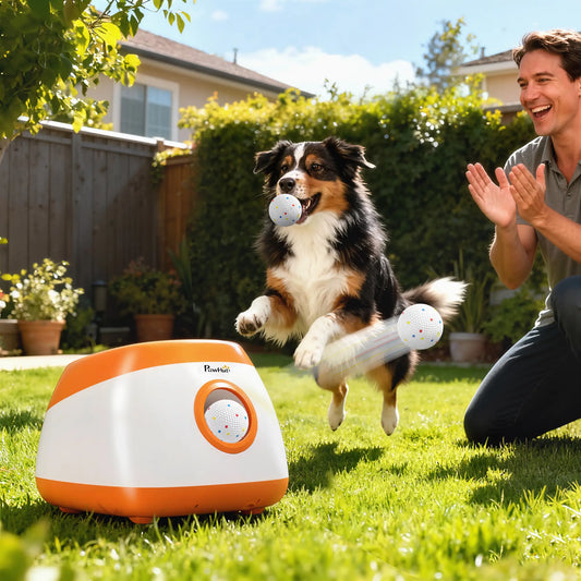 Automatic Dog Ball Launcher, 26-79ft, Medium Large Dogs, Orange Dog Agility Training Equipment Orange, White at Gallery Canada