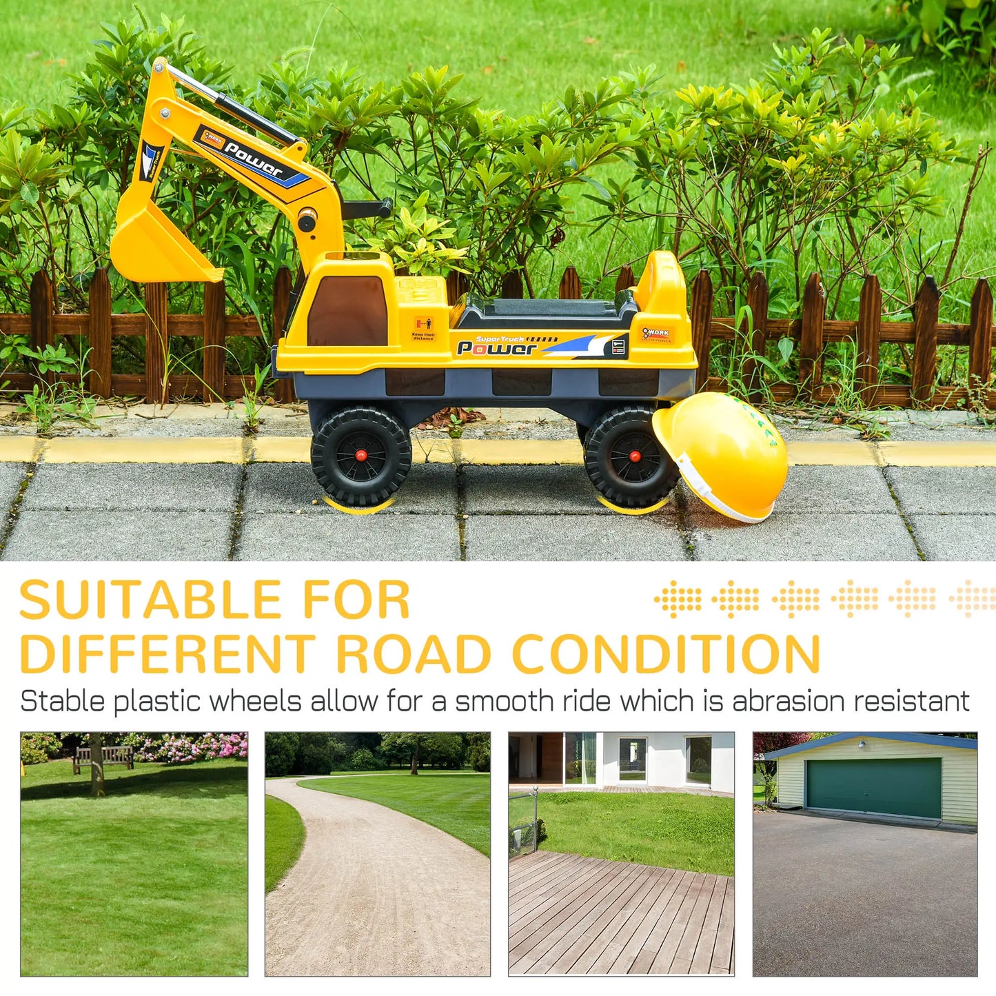 Ride On Excavator Toy, 2 in 1 Design, Detachable Buckets, Music, Light, Yellow Toy Excavators at Gallery Canada