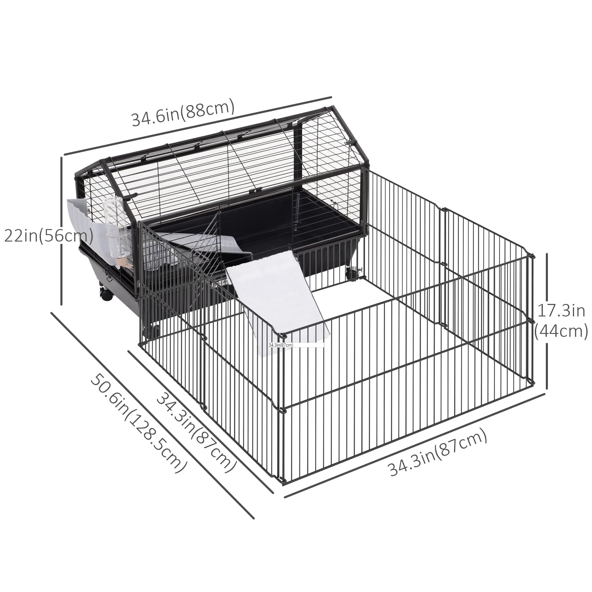 Metal Small Animal Cage, Rabbit Cage, 34.6