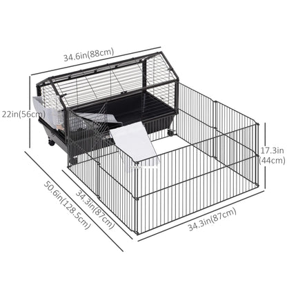 Metal Small Animal Cage, Rabbit Cage, 34.6" L x 50.6" W x 22" H Houses & Habitats at Gallery Canada