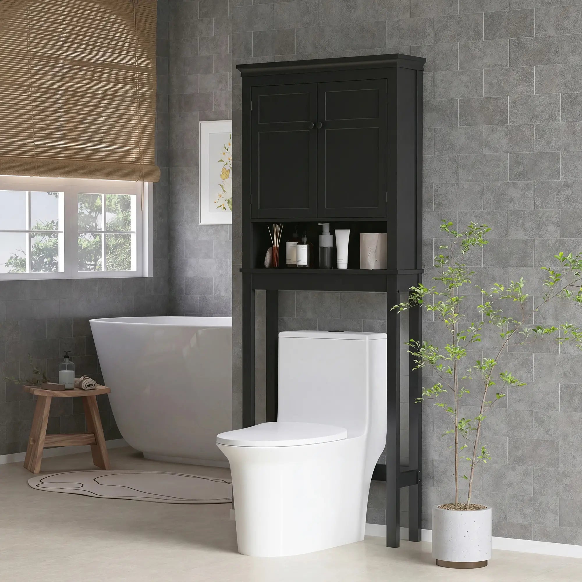 3-Tier Over Toilet Storage, Adjustable Shelf, Bathroom Laundry Bathroom Cabinets at Gallery Canada