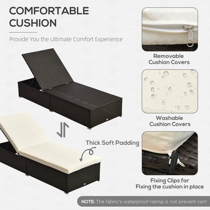 3pc Rattan Lounge Chair Set, Side Table, Outdoor Patio, Cushion Chaise Loungers at Gallery Canada
