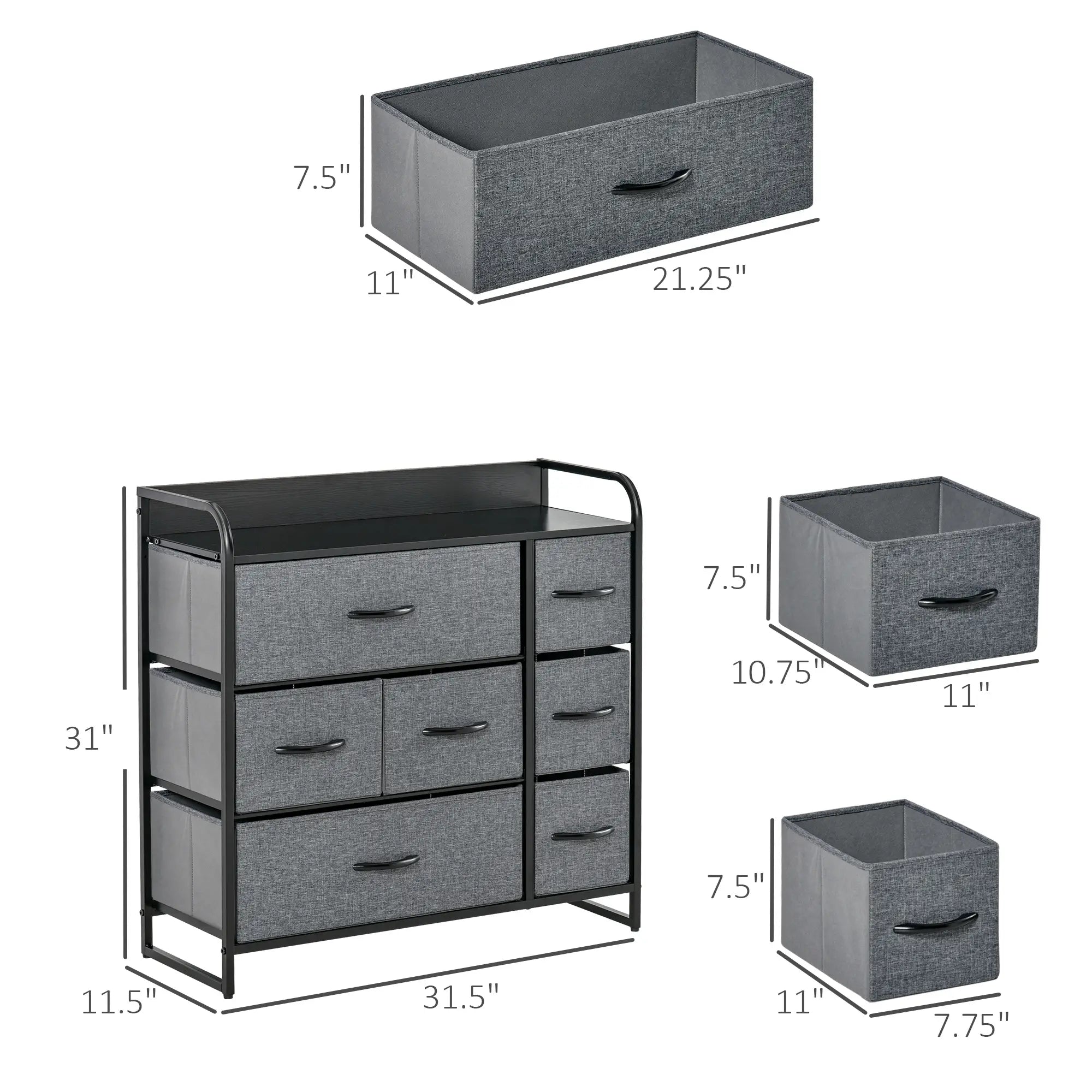 7-Bin Dresser Storage Tower Cabinet Organizer Unit, Easy Pull Fabric Bins with Metal Frame for Bedroom Storage Cabinets at Gallery Canada