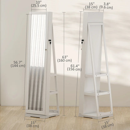 360° Swivel Jewelry Armoire, Lockable Mirror Cabinet, White Jewelry Armoire & Jewellery Mirror Cabinets at Gallery Canada