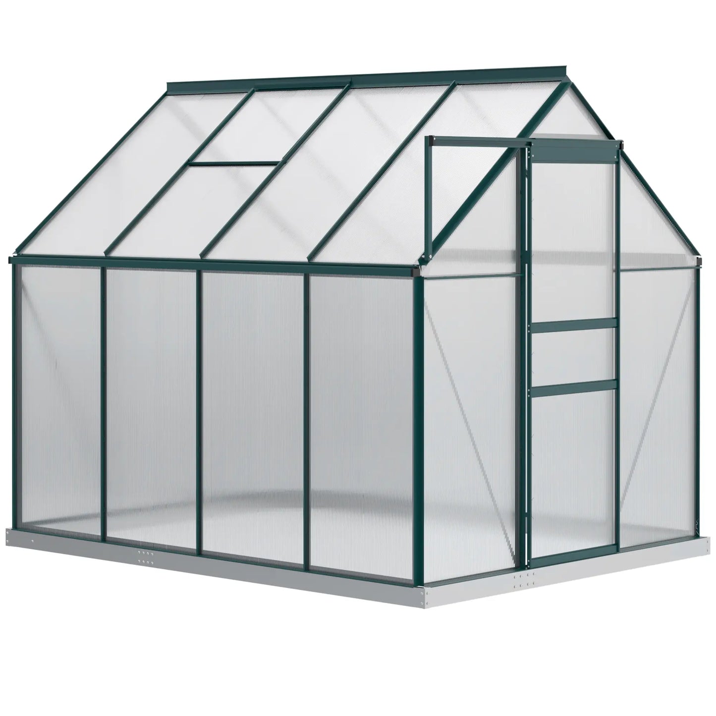 6' x 8' x 6.5' Polycarbonate Greenhouse, Walk-in, Adjustable Roof Vent, Green Walk In Greenhouses Clear, Green at Gallery Canada