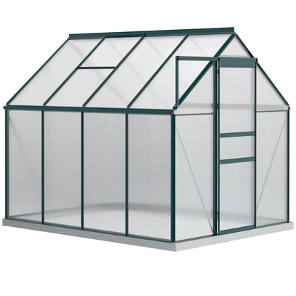 6' x 8' x 6.5' Polycarbonate Greenhouse, Walk-in, Adjustable Roof Vent, Green Walk In Greenhouses Clear, Green at Gallery Canada