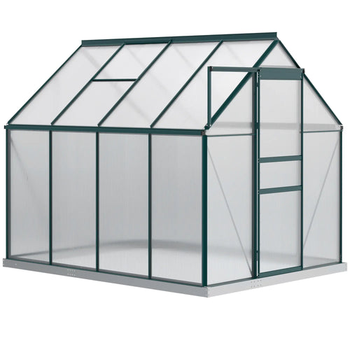 6' x 8' x 6.5' Polycarbonate Greenhouse, Walk-in, Adjustable Roof Vent, Green