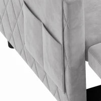 52" Grey Velvet Sofa Bed, Pull Out Sleeper with USB Ports, Grey