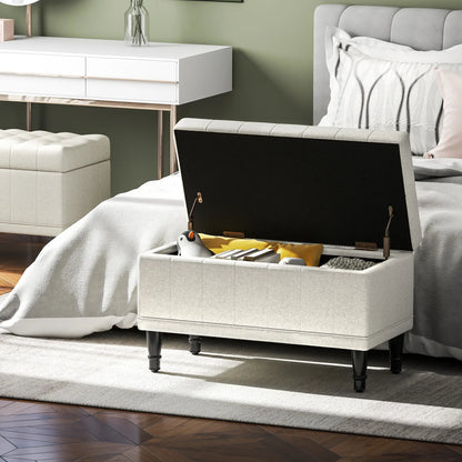 Linen Storage Ottoman, Button Tufted Bench for Bedroom, Beige Storage Ottomans & Benches at Gallery Canada