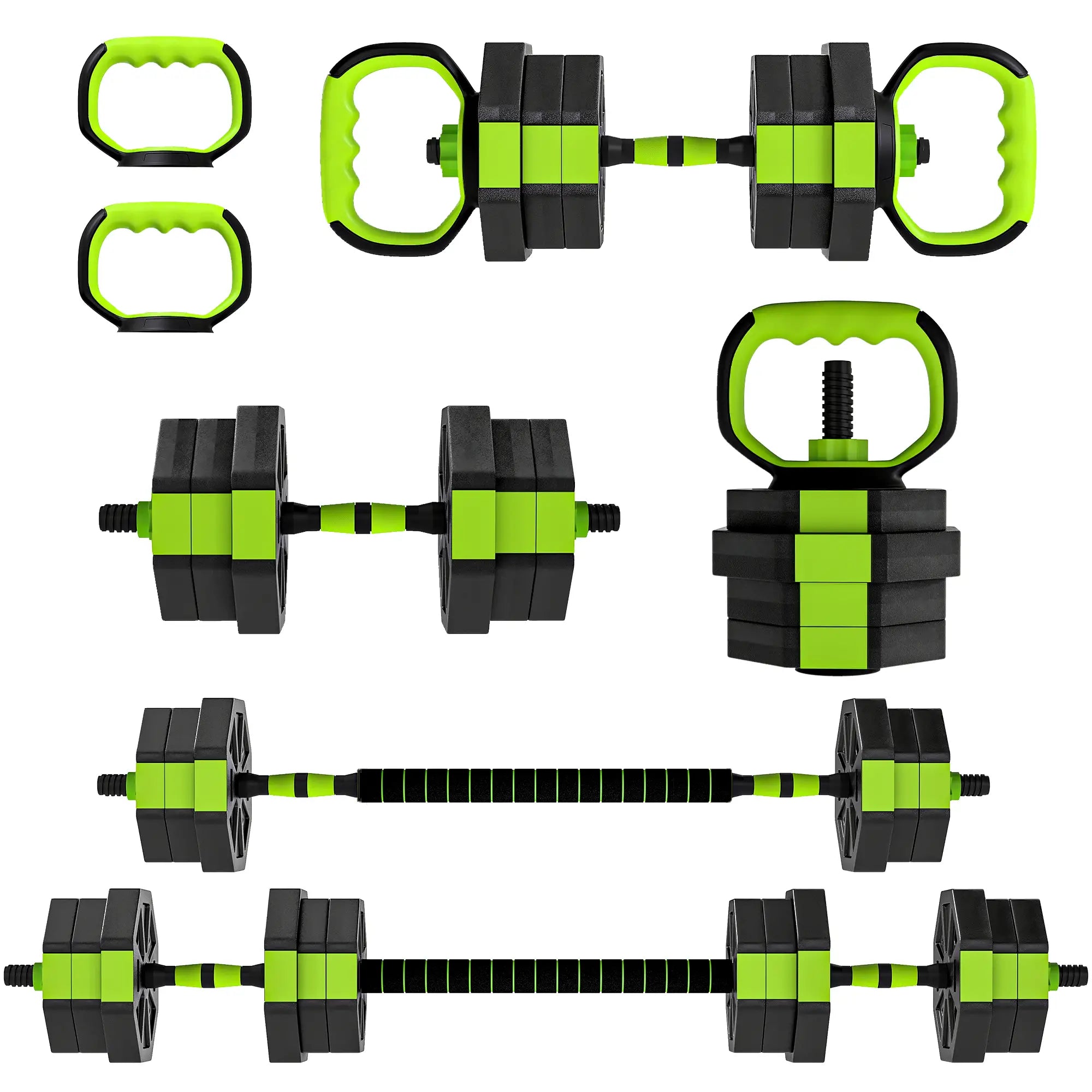 Adjustable Dumbbell Set, 44lbs, Kettlebell Barbell Dumbbell Push-Up Stand, Green Dumbbells & Barbells at Gallery Canada