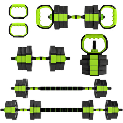 Adjustable Dumbbell Set, 44lbs, Kettlebell Barbell Dumbbell Push-Up Stand, Green Dumbbells & Barbells at Gallery Canada